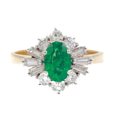 0.73ct Emerald and Diamond Ring