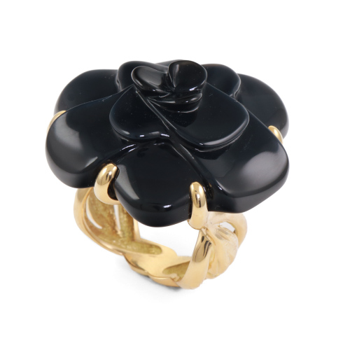 Chanel Camellia Onyx Ring