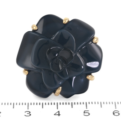 Chanel Camellia Onyx Ring - 2