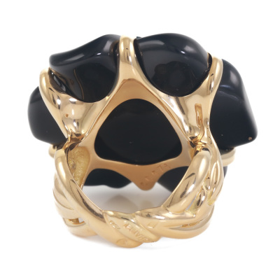 Chanel Camellia Onyx Ring - 5