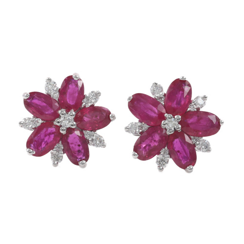 2.80ct Burmese Ruby & Diamond Earrings