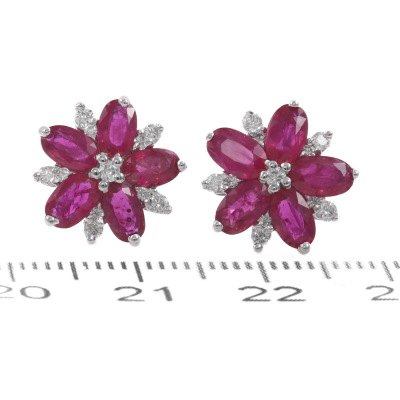 2.80ct Burmese Ruby & Diamond Earrings - 2