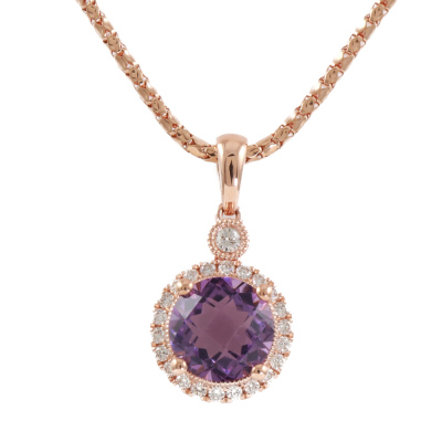 1.43ct Amethyst and Diamond Pendant