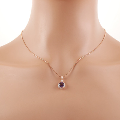 1.43ct Amethyst and Diamond Pendant - 6