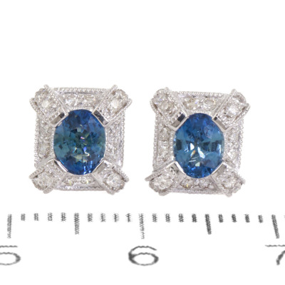 1.09ct Sapphire and Diamond Earrings - 2