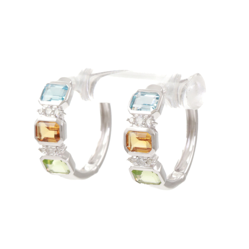 Mixed Gemstone and Diamond Earrings