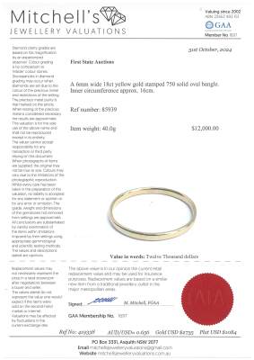 18ct Yellow Gold Bangle 40.0g - 4