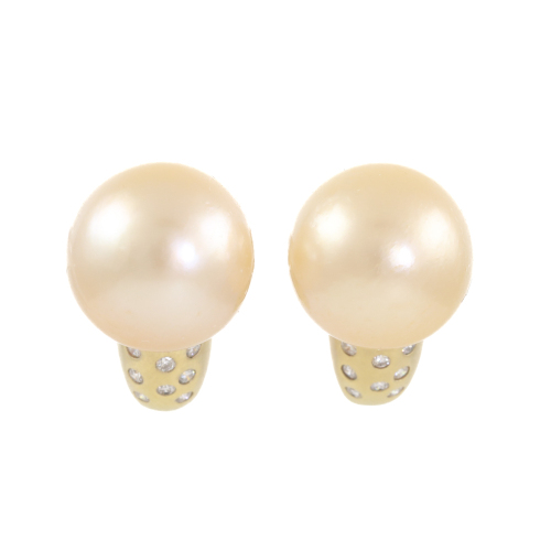 12.7mm South Sea Pearl & Diamond Earrings