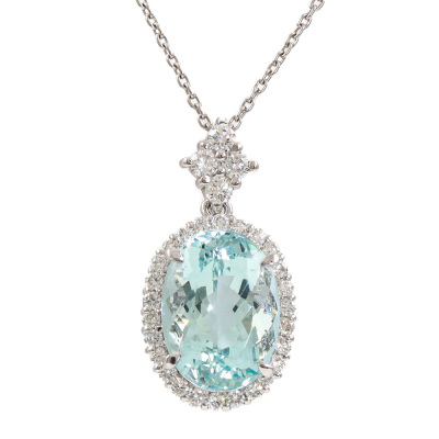 5.07ct Aquamarine and Diamond Necklace