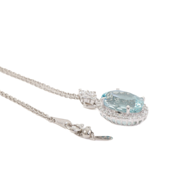 5.07ct Aquamarine and Diamond Necklace - 3