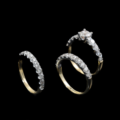 Engagement Diamond Trio Ring Set - 4