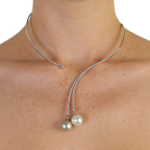 South Sea Pearl & Diamond Open Necklace