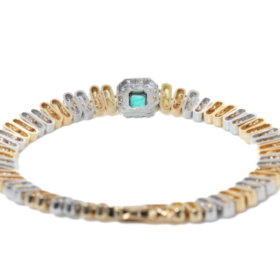 0.37ct Emerald & Diamond Bracelet, 34.7g - 5