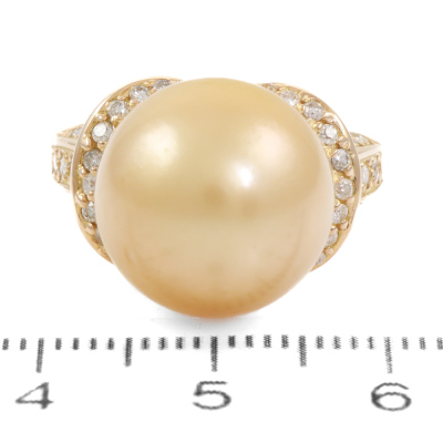 14mm South Sea Pearl & Diamond Ring - 2