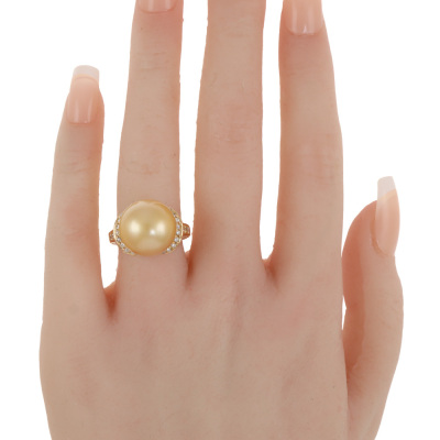 14mm South Sea Pearl & Diamond Ring - 3