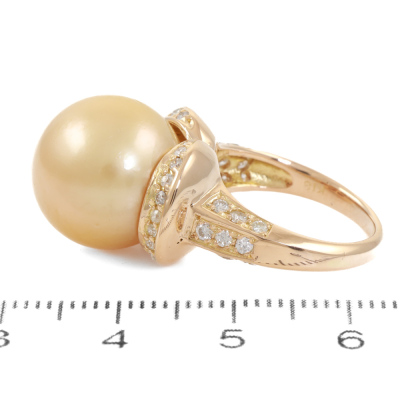 14mm South Sea Pearl & Diamond Ring - 4