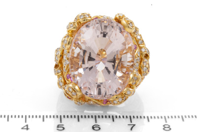 35.02ct Kunzite, Sapphire & Diamond Ring - 2