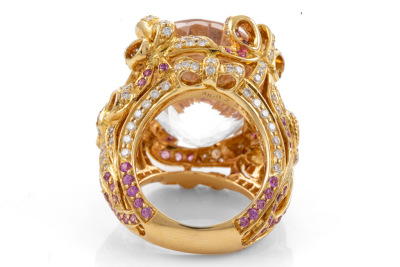 35.02ct Kunzite, Sapphire & Diamond Ring - 5