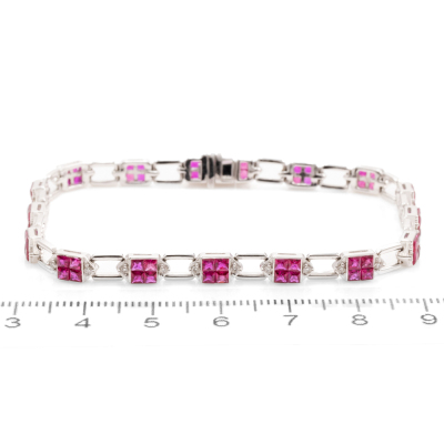 3.82ct Ruby & 0.28ct Diamond Bracelet - 2