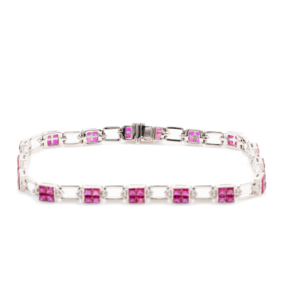 3.82ct Ruby & 0.28ct Diamond Bracelet - 3