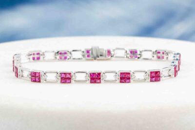 3.82ct Ruby & 0.28ct Diamond Bracelet - 7