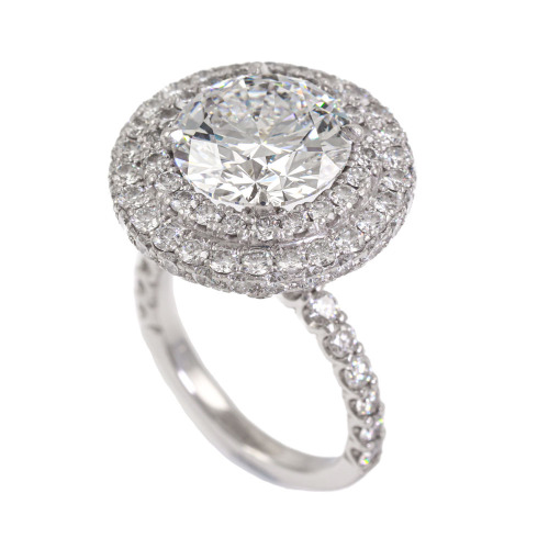 4.43ct Centre Diamond Halo Ring GIA D SI1