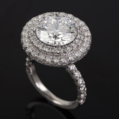 4.43ct Centre Diamond Halo Ring GIA D SI1 - 8