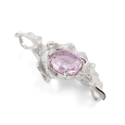 9.14ct Kunzite and Diamond Brooch - 5