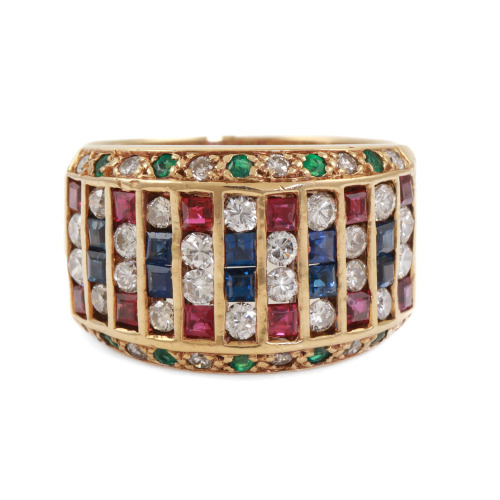 1.33ct Mixed Gemstone and Diamond Ring