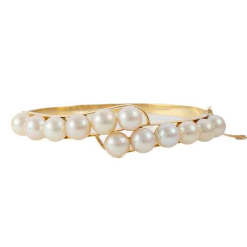 7-7.5mm Culture Pearl Gold Bangle