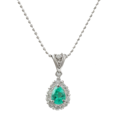 0.44ct Emerald and Diamond Pendant