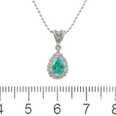 0.44ct Emerald and Diamond Pendant - 2