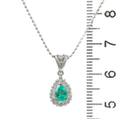 0.44ct Emerald and Diamond Pendant - 3