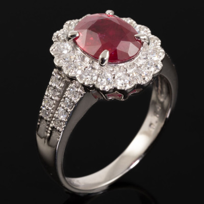 2.51ct Ruby and 0.64ct Diamond Ring - 6