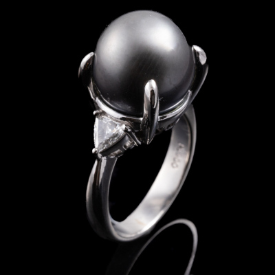 12.0mm Tahitian Pearl & Diamond Ring - 5