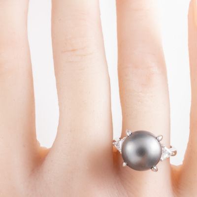 12.0mm Tahitian Pearl & Diamond Ring - 6