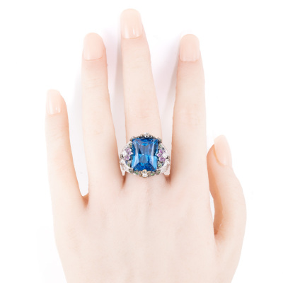 16.35ct Topaz, Sapphire & Diamond Ring - 6