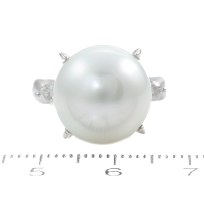 13.6mm South Sea Pearl & Diamond Ring - 6