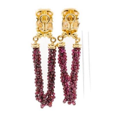 Pearl and Garnet Gold Earrings 42.4g - 5