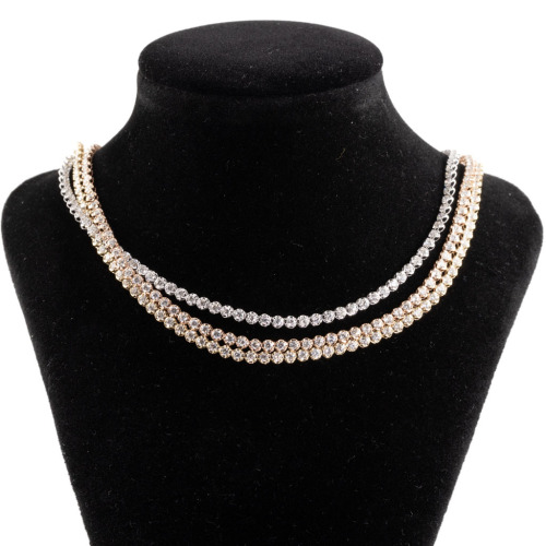 14.97ct Diamond 3 Row Tennis Necklace