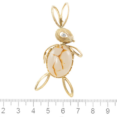 Quartz and Diamond Rabbit Brooch - 2