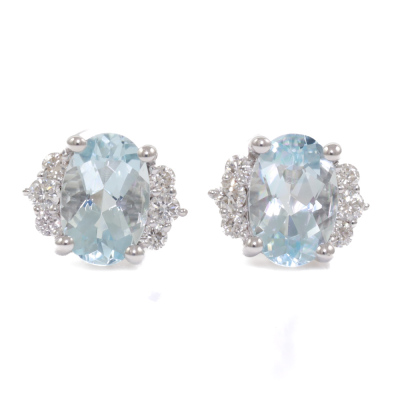 0.85ct Aquamarine and Diamond Earrings