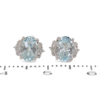 0.85ct Aquamarine and Diamond Earrings - 2