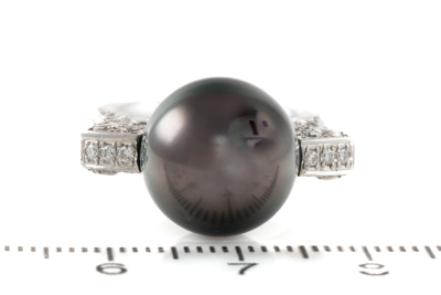 12.8mm Tahitian Pearl and Diamond Ring - 4