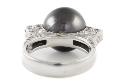 12.8mm Tahitian Pearl and Diamond Ring - 6