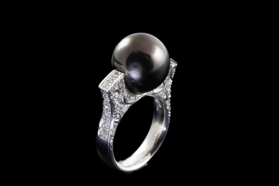 12.8mm Tahitian Pearl and Diamond Ring - 7