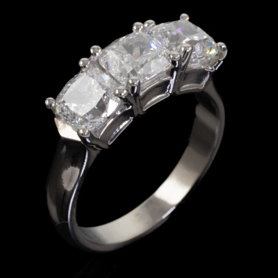 3.03ct Diamond Trilogy Ring GIA - 9