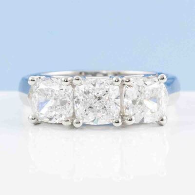 3.03ct Diamond Trilogy Ring GIA - 11