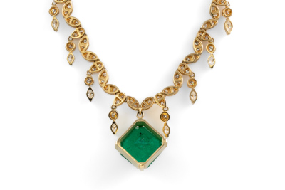 9.03ct Emerald & 5.72ct Diamond Necklace - 5