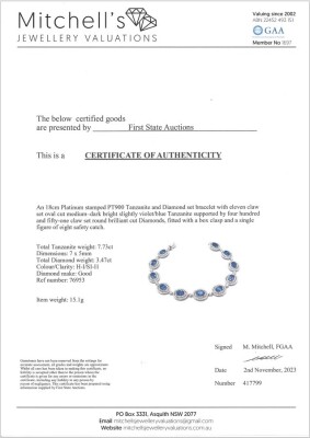 7.73ct Tanzanite and Diamond Bracelet - 4